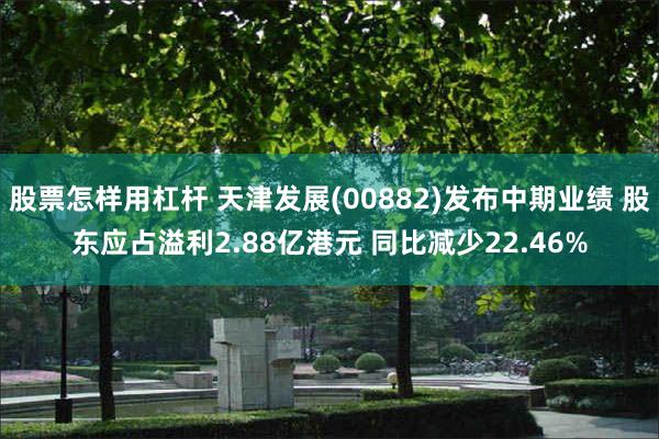 股票怎样用杠杆 天津发展(00882)发布中期业绩 股东应占溢利2.88亿港元 同比减少22.46%