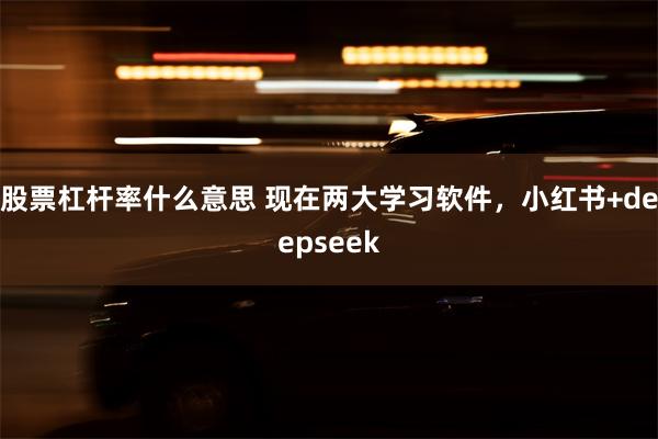 股票杠杆率什么意思 现在两大学习软件，小红书+deepseek